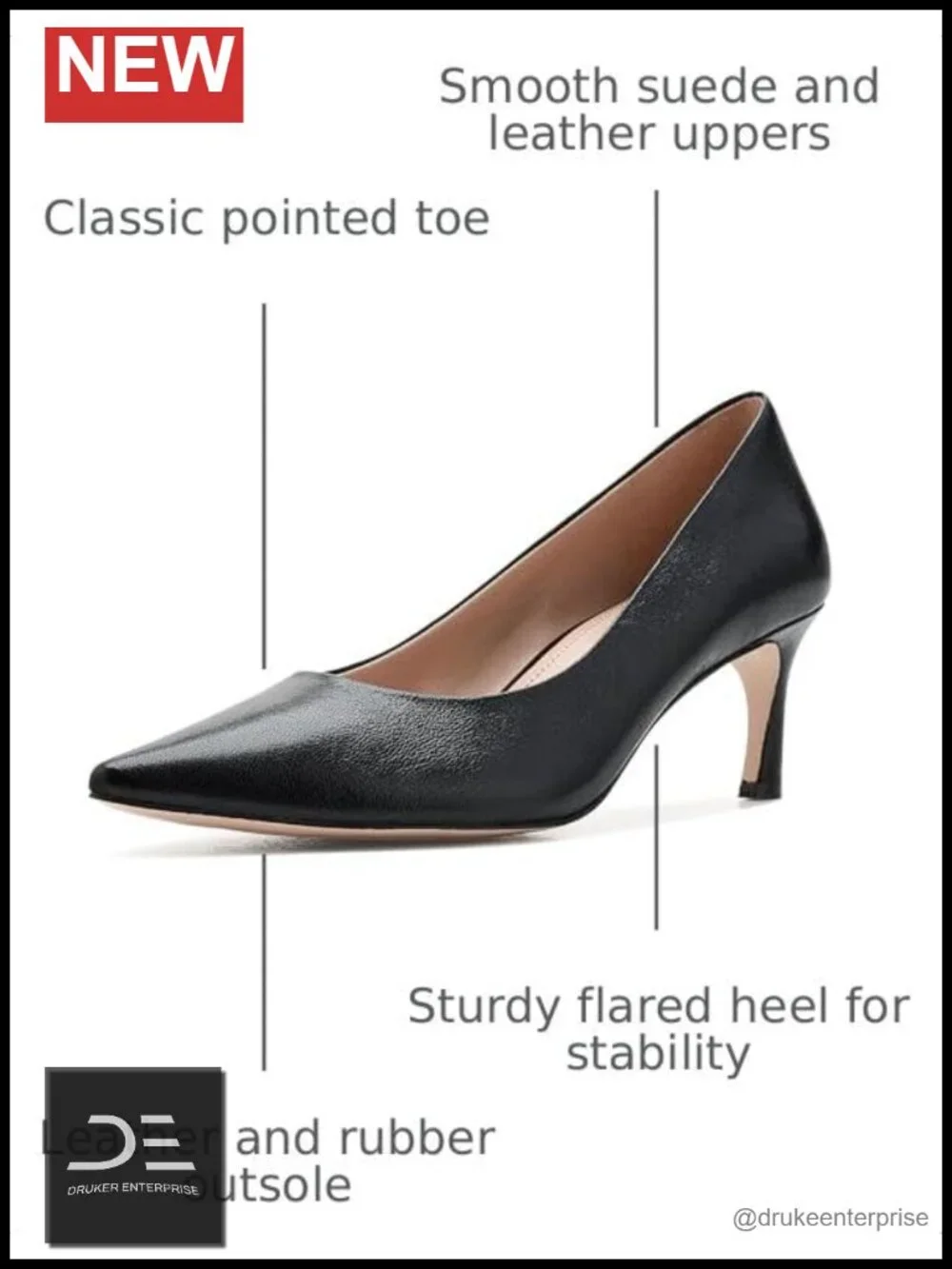 Naturalizer Women's Leather Pointed Toe Flare Heel Pumps Dress Office Shoes